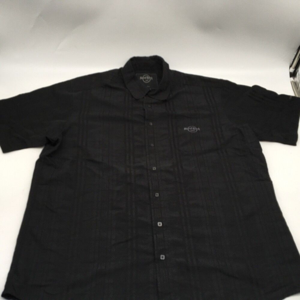 HARD ROCK CAFE Mens Button Down Short Sleeve Shirt Orlando XXL Black